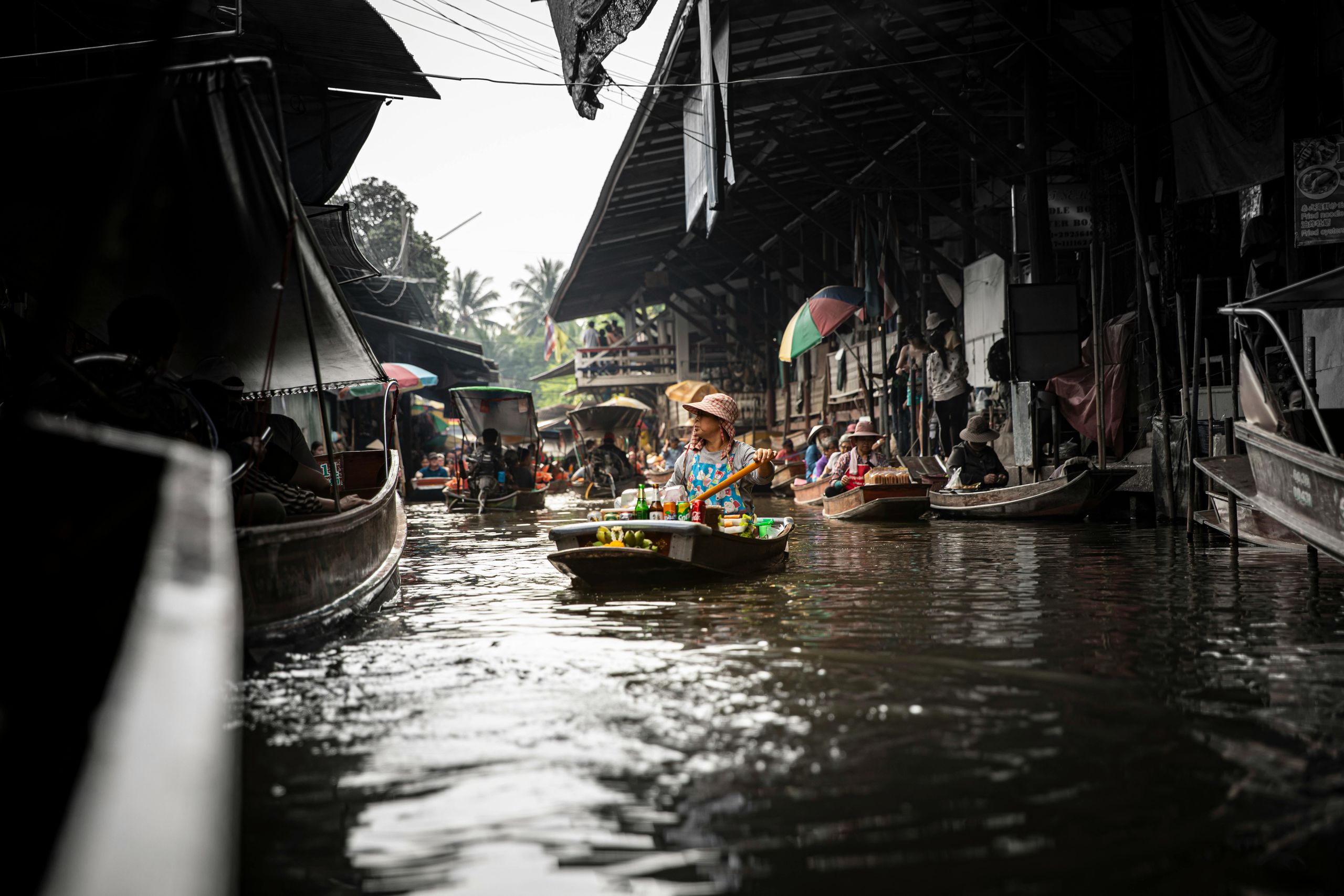 a person in a boat on a river