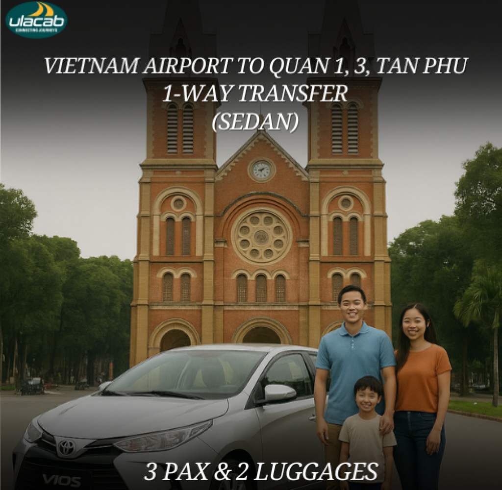Quan 1, 3, Tan Phu 1 way transfer in sedan