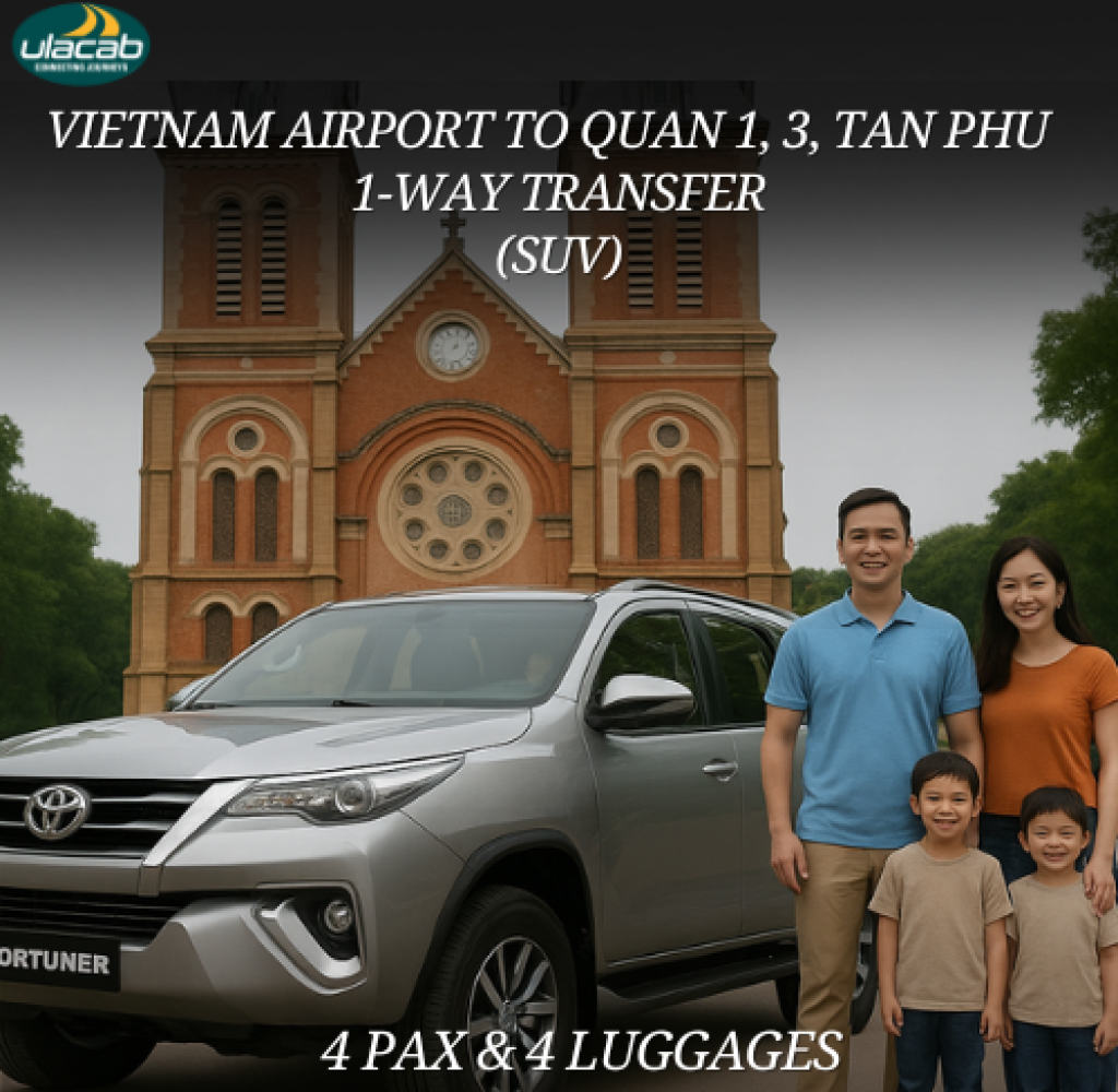 Quan 1, 3, Tan Phu 1 way transfer in suv
