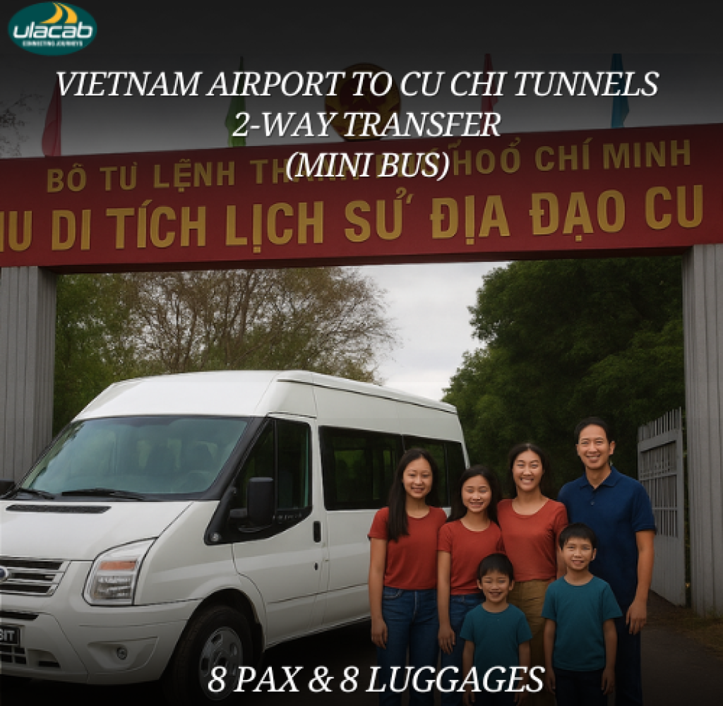 Cu Chi Tunnels 2 way airport transfer in mini bus