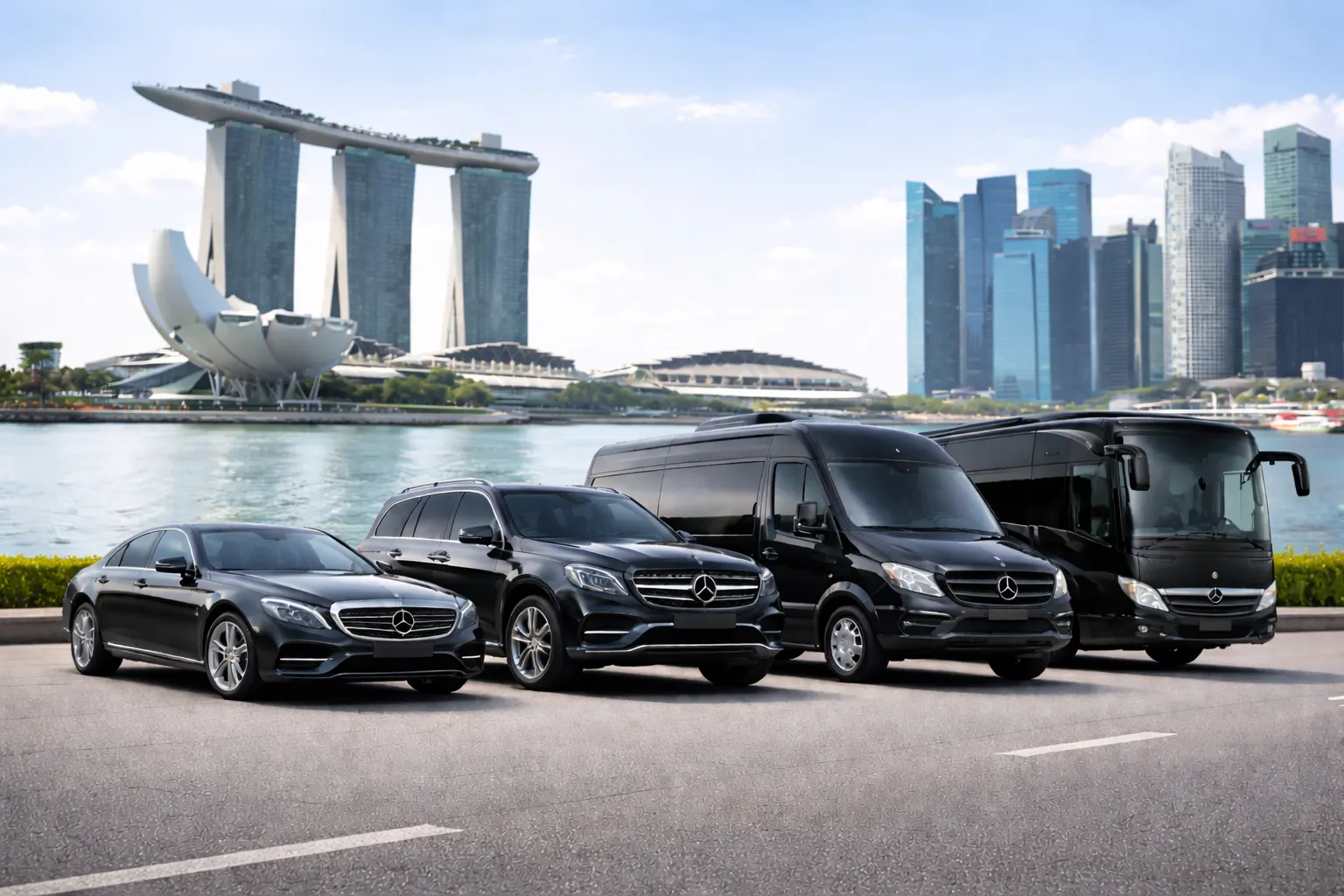 Different vehicle types available for hourly rental in Singapore.