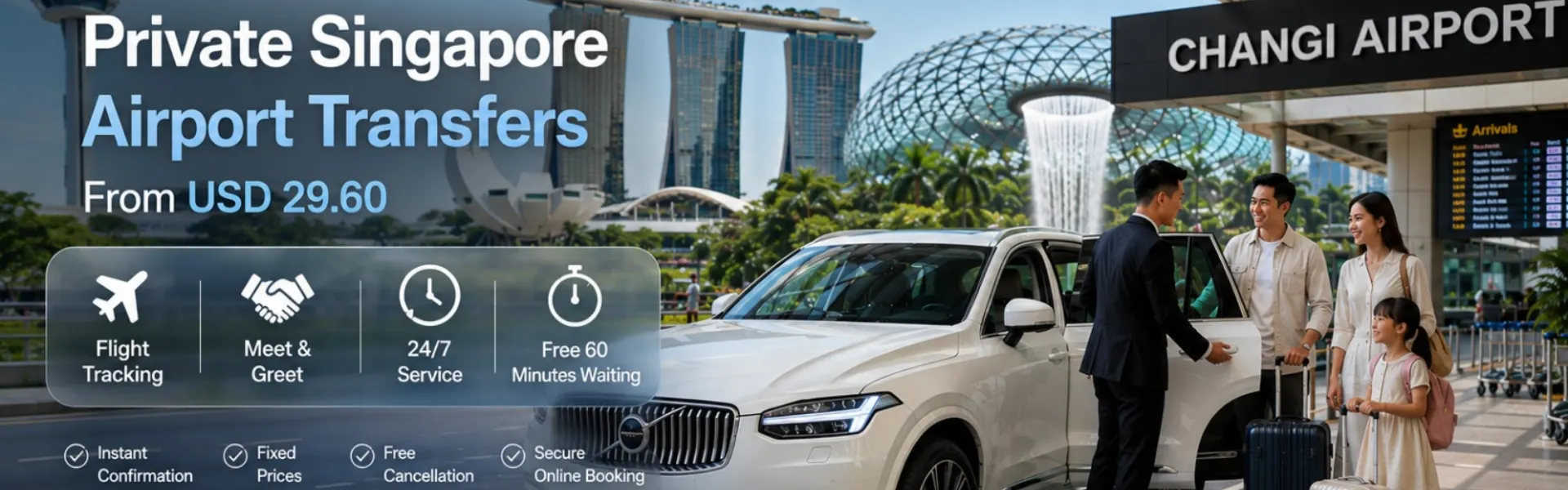 Airport transfer from changi airport to city hotels in sinagpore